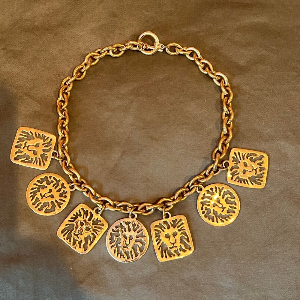 Vintage Anne Klein Lion Face Necklace